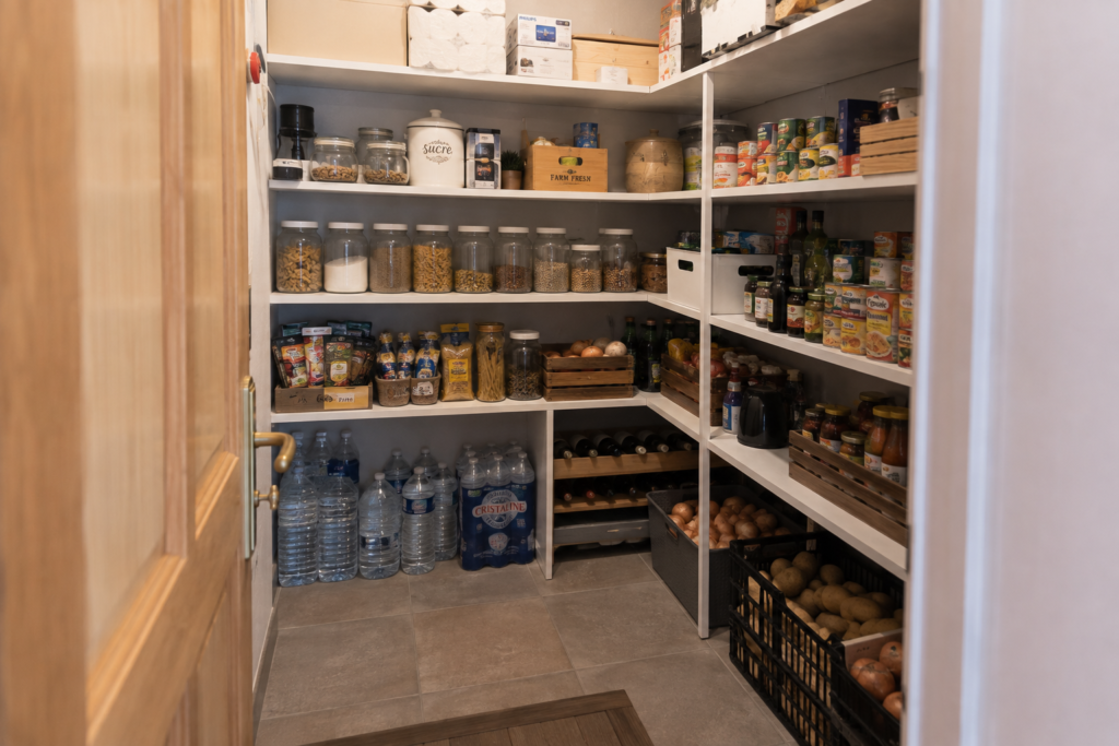 Réserve alimentaire familiale organisée avec rotation des stocks